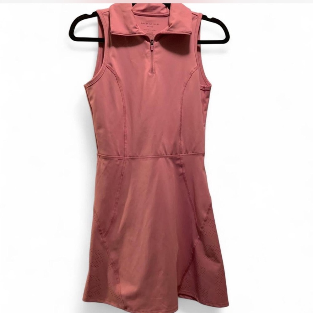 Athleisure Sincerely Jules Active Zip-Front Tank Dress in Dusty Pink size S
